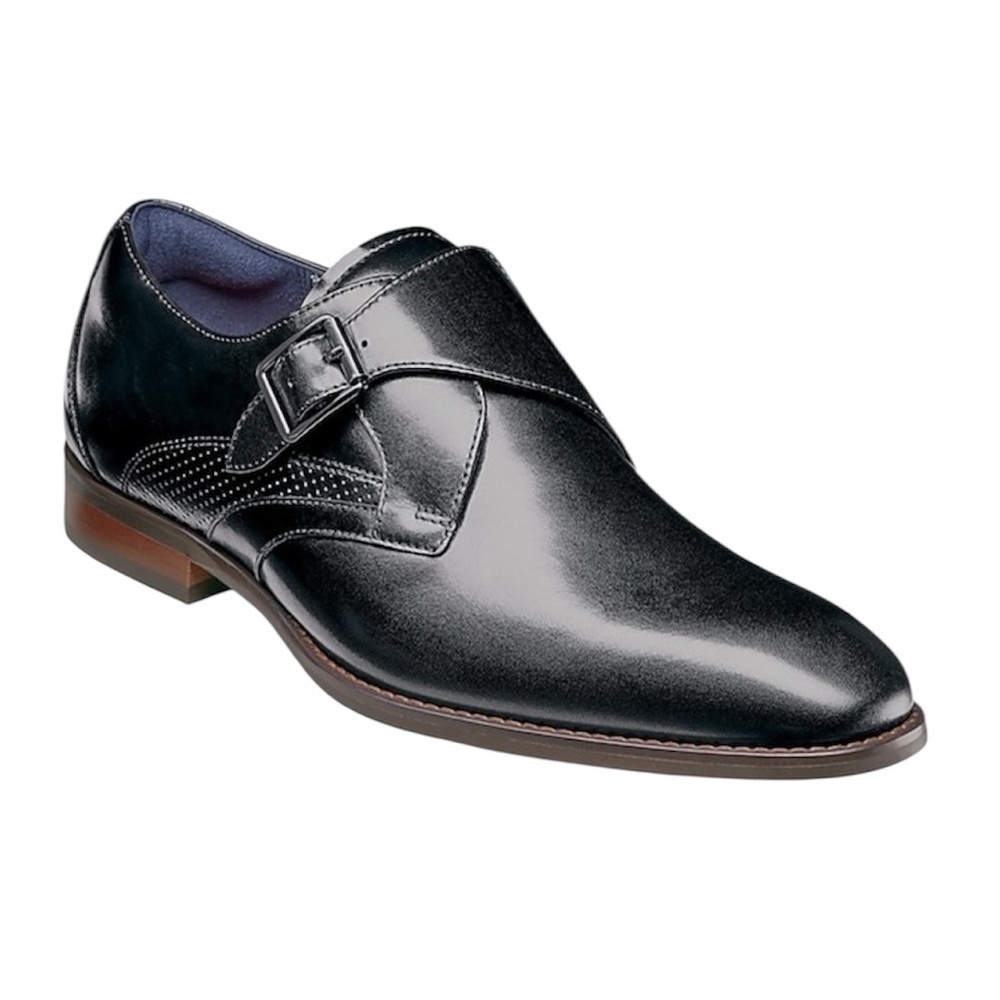 STACY ADAMS Karcher Plain Toe Monk Strap Slip-On Dress Shoes size 7.5